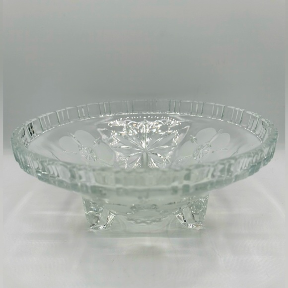 Other - Vintage Clear Pressed Glass Oval Serving Dish 9.5” Etched Floral